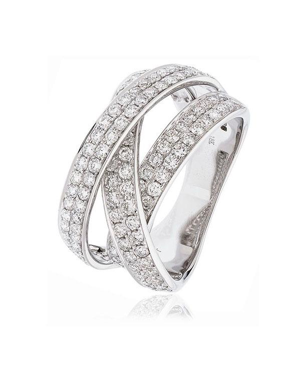 Diamond Fancy Pave Ring 12.0mm 1.65ct F-VS Quality in 18k White Gold - David Ashley