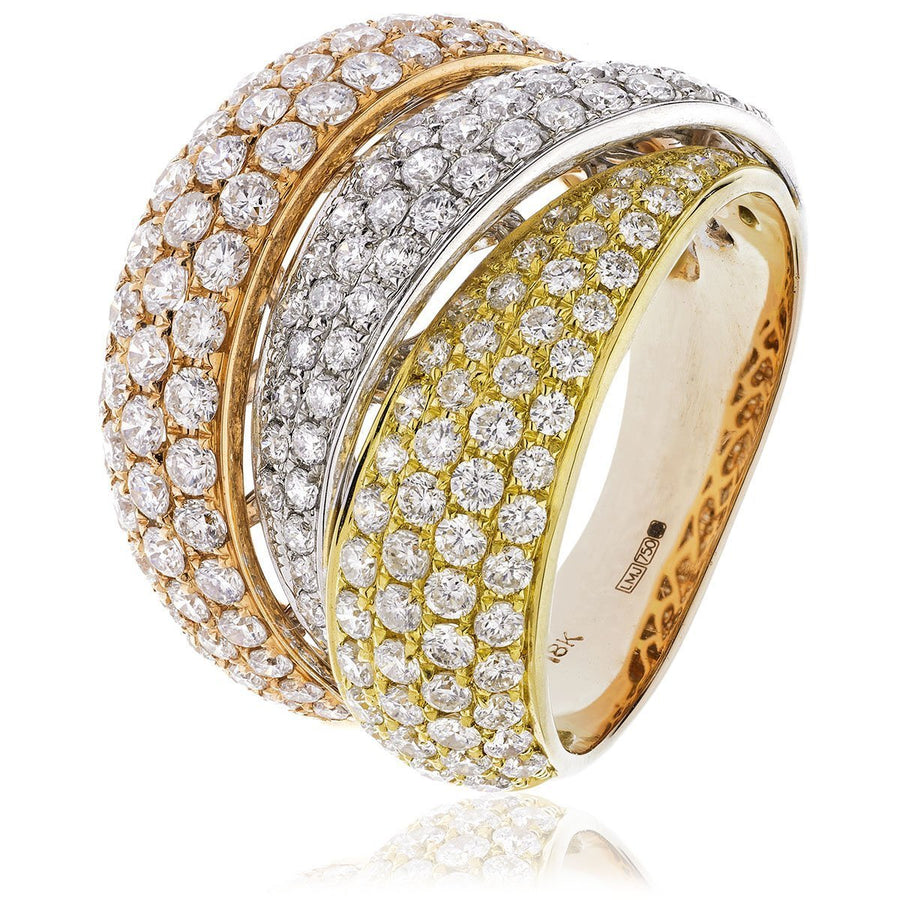 Diamond Fancy Pave Ring 17.0mm 2.80ct F-VS Quality in 18k 3 Tone Gold - David Ashley