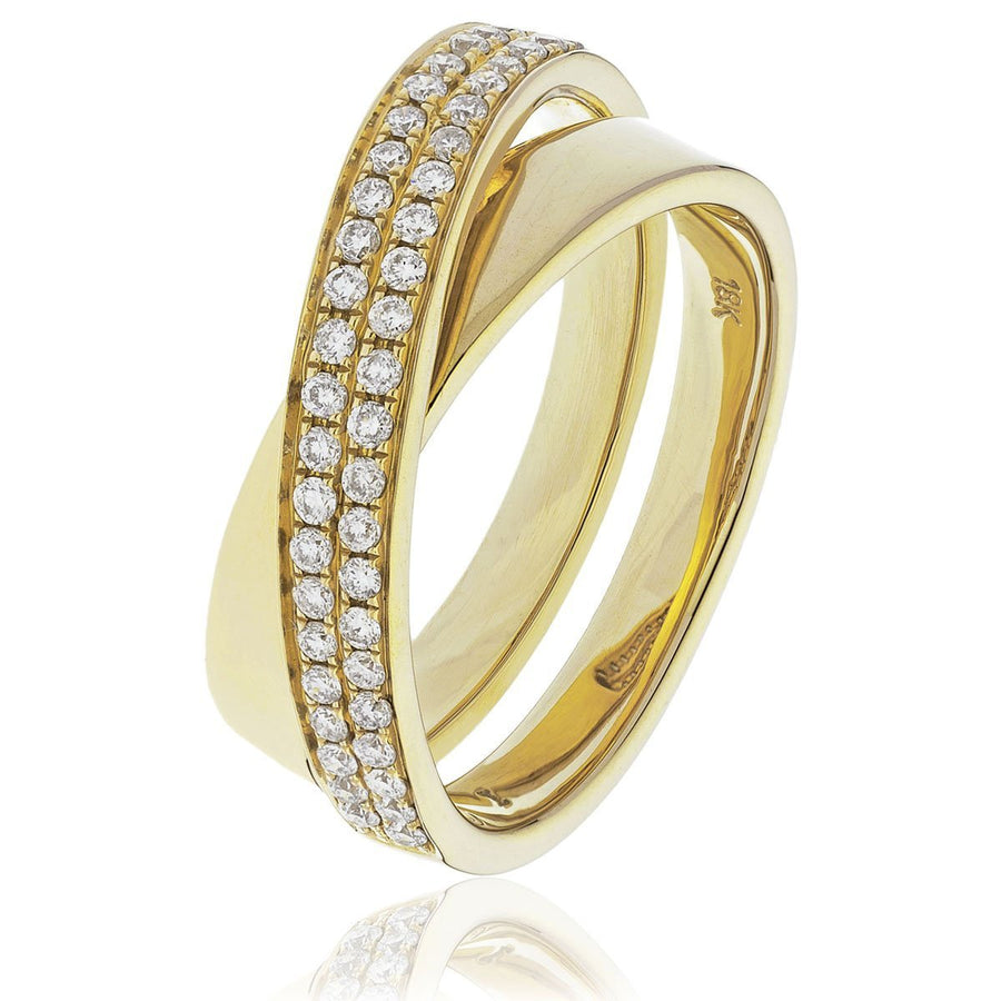 Diamond Fancy Pave Ring 5.0mm 0.30ct F-VS Quality in 18k Yellow Gold - David Ashley