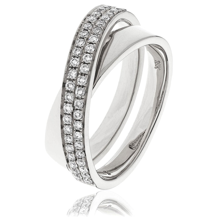 Diamond Fancy Pave Ring 5.0mm 0.30ct F-VS Quality in Platinum - David Ashley