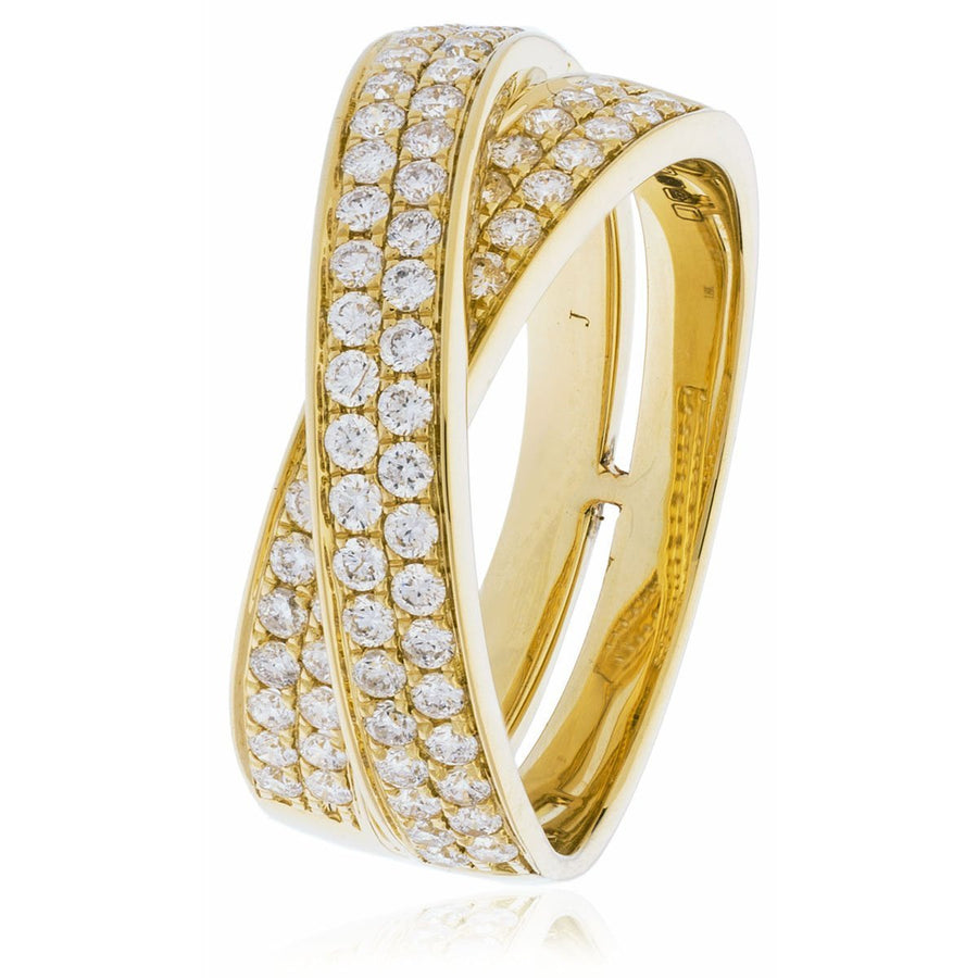 Diamond Fancy Pave Ring 8.0mm 0.80ct F-VS Quality in 18k Yellow Gold - David Ashley