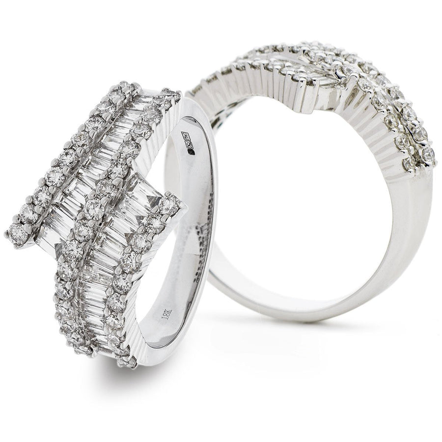 Diamond Fancy Twist Ring 15.0mm 1.45ct F-VS Quality in 18k White Gold - David Ashley