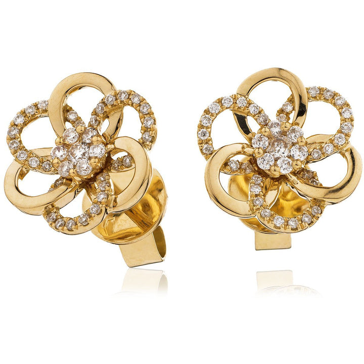 Diamond Flower Cluster Earrings 0.20ct F VS Quality in 18k Rose Gold - David Ashley