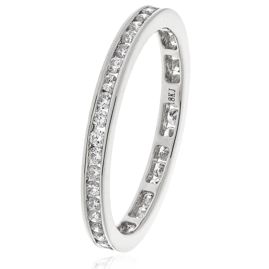 Diamond Full Eternity Ring 2.6mm 0.80ct F-VS Quality in 18k White Gold - David Ashley