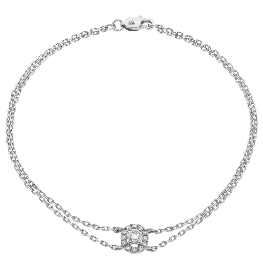 Diamond Halo Bracelet 0.30ct F VS Quality in 18k White Gold - David Ashley