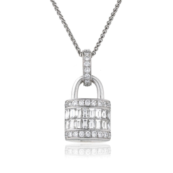 Diamond Handbag Pendant Necklace 1.10ct F VS Quality in 18k White Gold - David Ashley