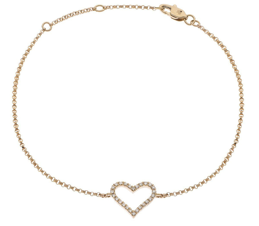 Diamond Heart Bracelet 0.10ct F VS Quality in 18k Rose Gold - David Ashley