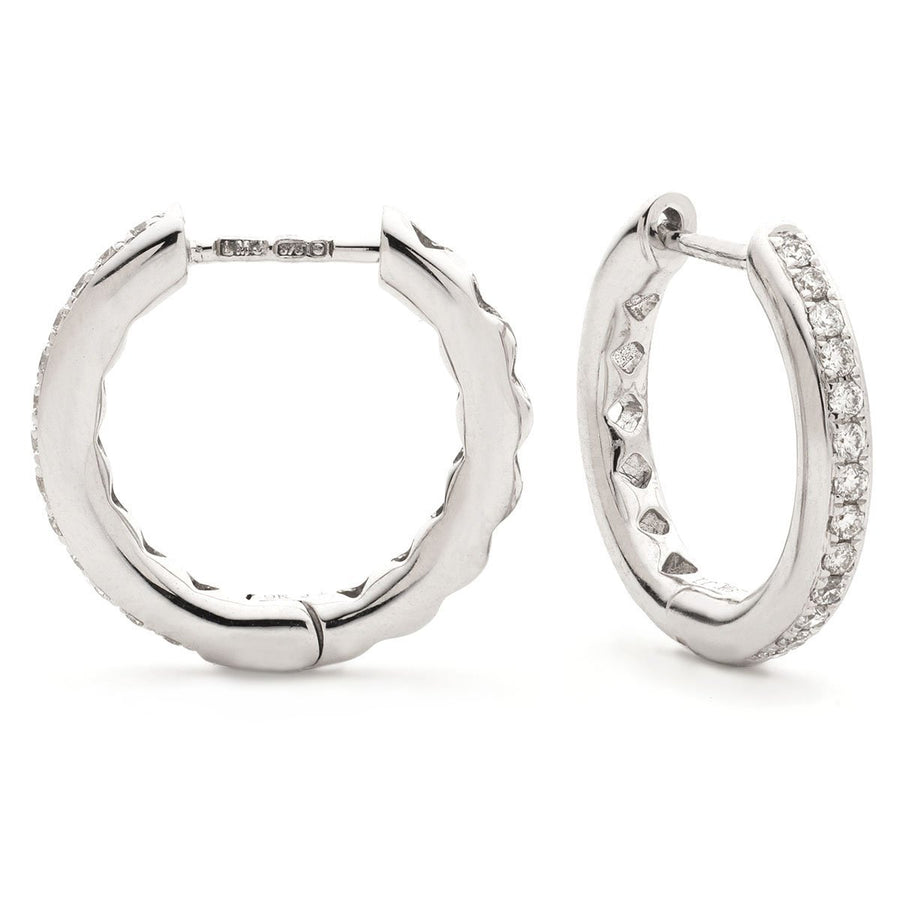Diamond Hoop Earrings 0.17ct F VS Quality in 18k White Gold - David Ashley