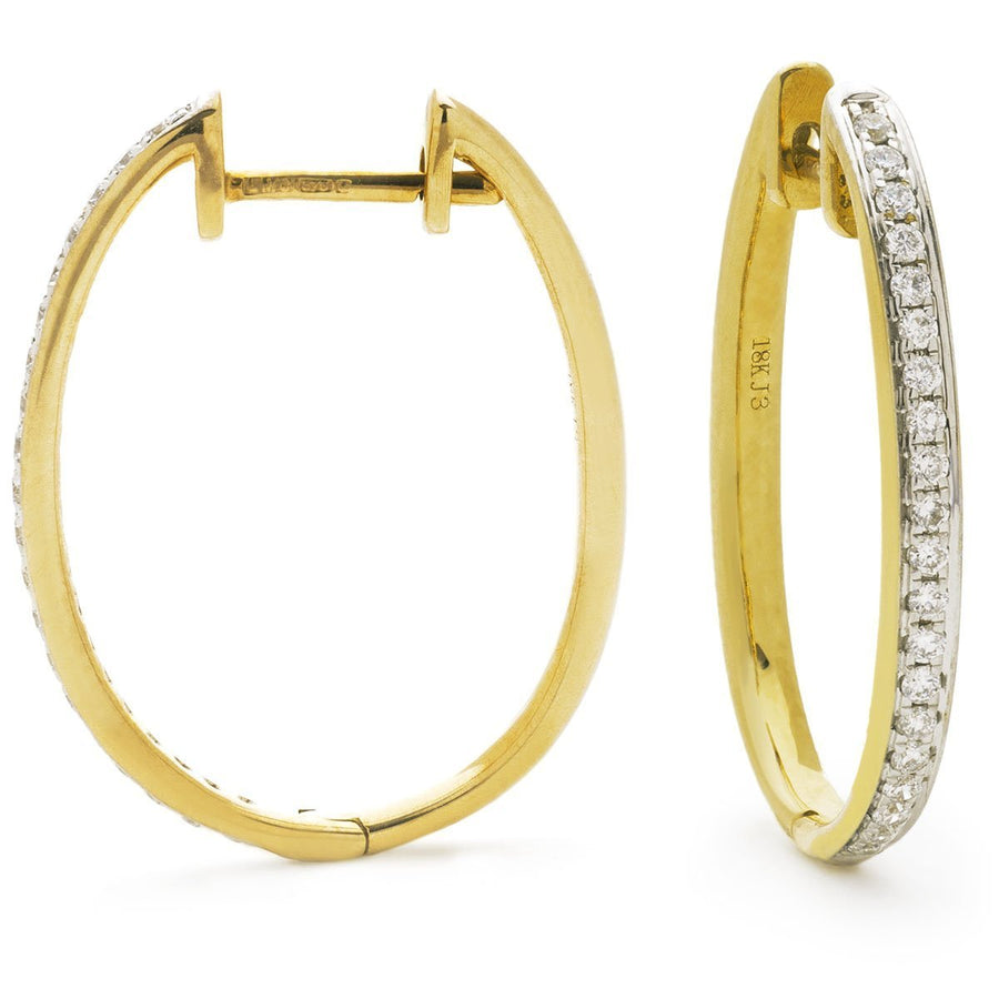 Diamond Hoop Earrings 0.25ct F VS Quality in 18k Yellow Gold - David Ashley