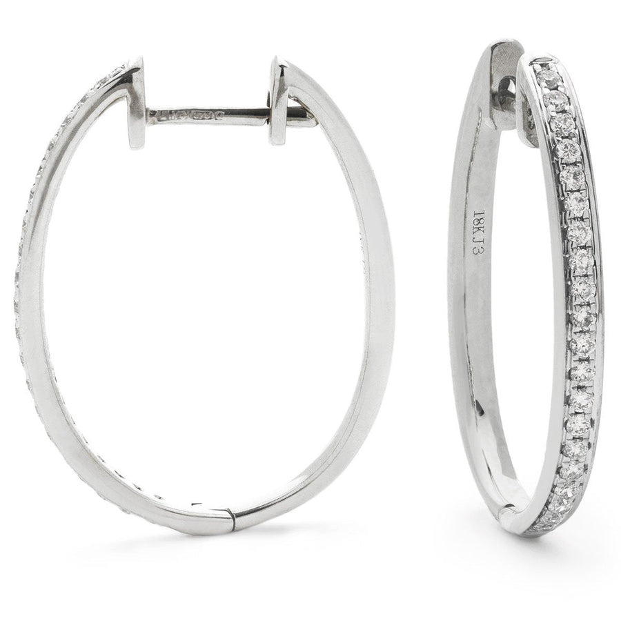 Diamond Hoop Earrings 0.30ct F VS Quality in 18k White Gold - David Ashley