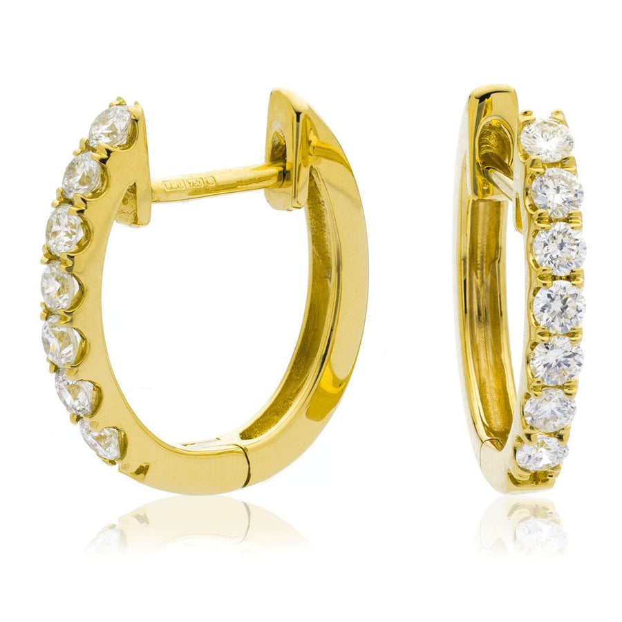 Diamond Hoop Earrings 0.30ct F VS Quality in 18k Yellow Gold - David Ashley