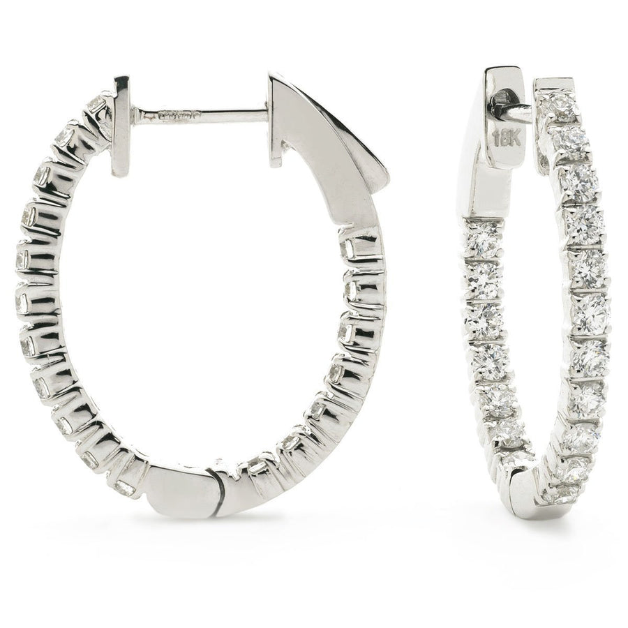 Diamond Hoop Earrings 0.50ct F VS Quality in 18k White Gold - David Ashley