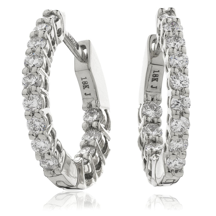 Diamond Hoop Earrings 0.50ct F VS Quality in 18k White Gold - David Ashley