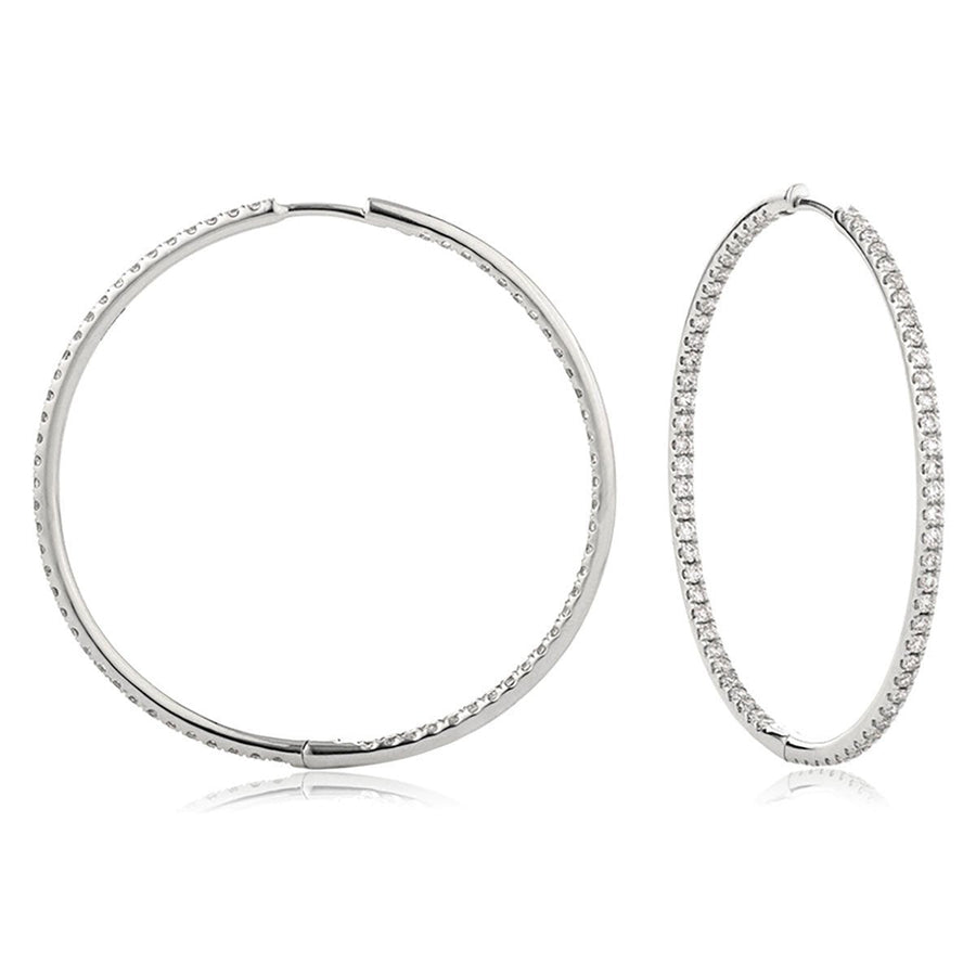 Diamond Hoop Earrings 0.50ct F VS Quality in 18k White Gold - David Ashley