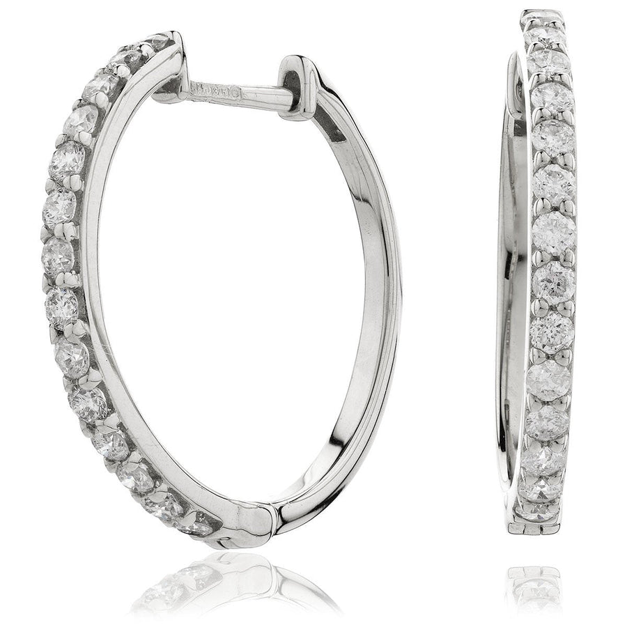 Diamond Hoop Earrings 0.50ct F VS Quality in 18k White Gold - David Ashley