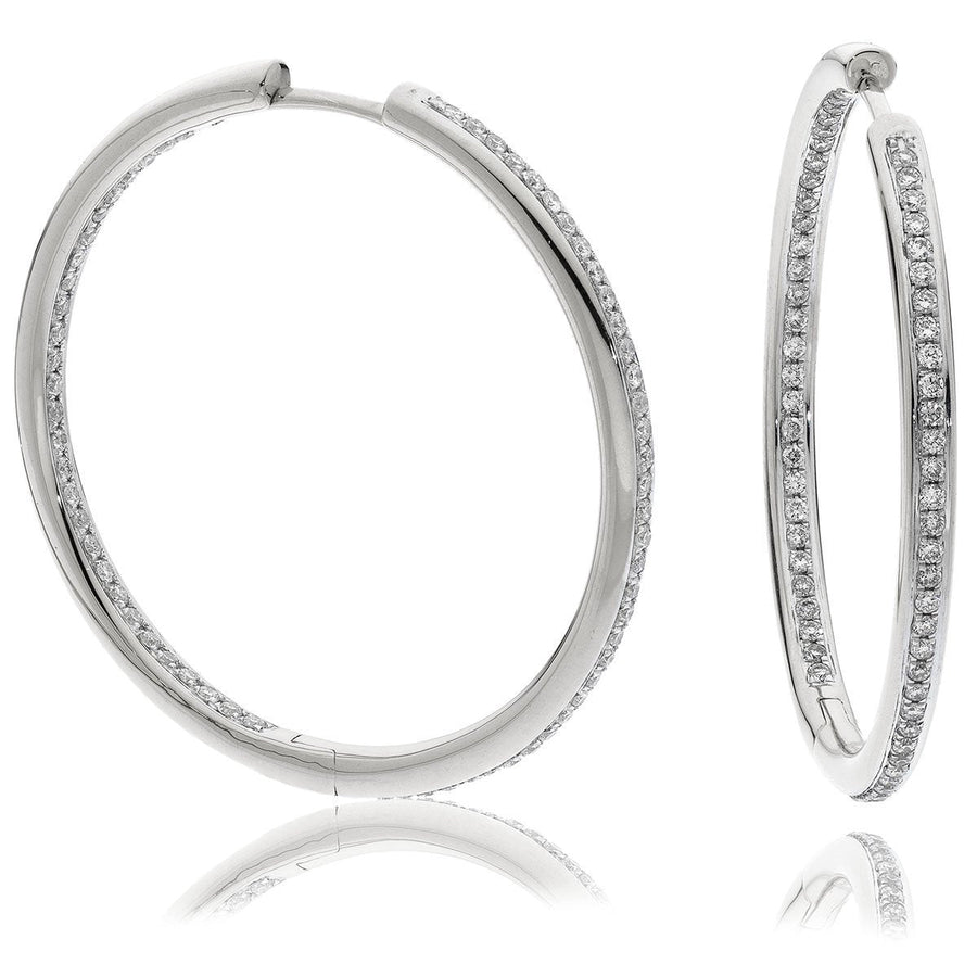 Diamond Hoop Earrings 0.50ct F VS Quality in 18k White Gold - David Ashley