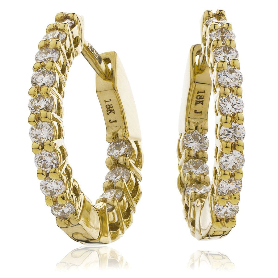 Diamond Hoop Earrings 0.50ct F VS Quality in 18k Yellow Gold - David Ashley