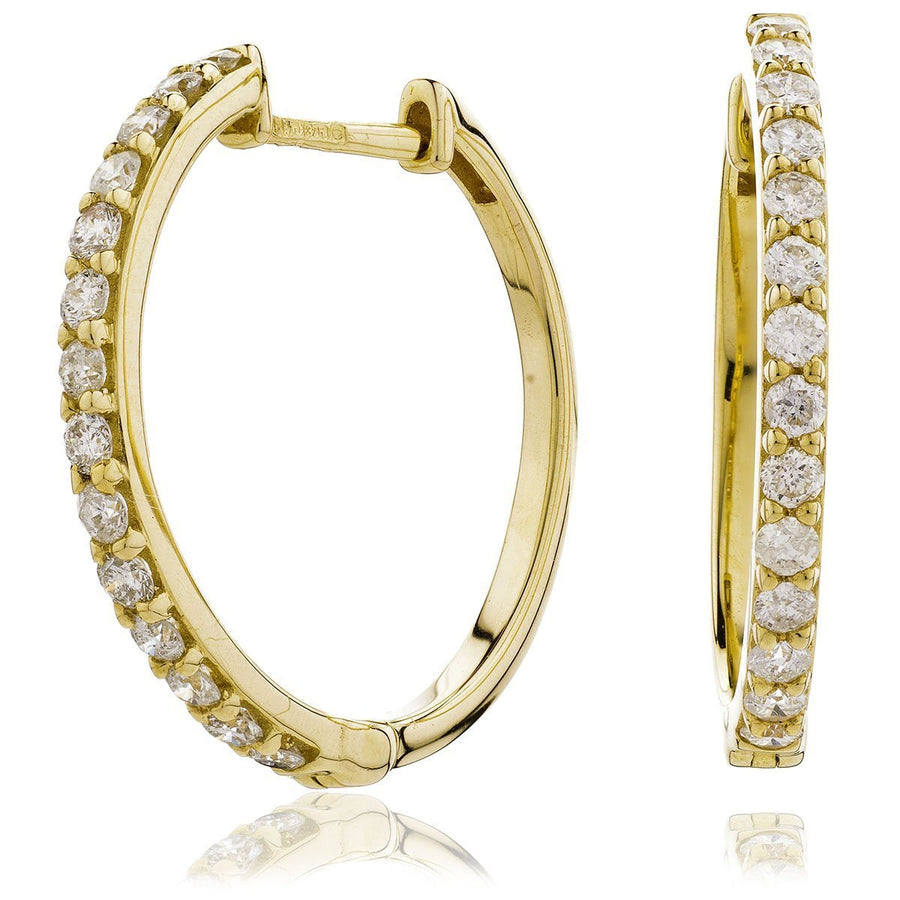 Diamond Hoop Earrings 0.50ct F VS Quality in 18k Yellow Gold - David Ashley