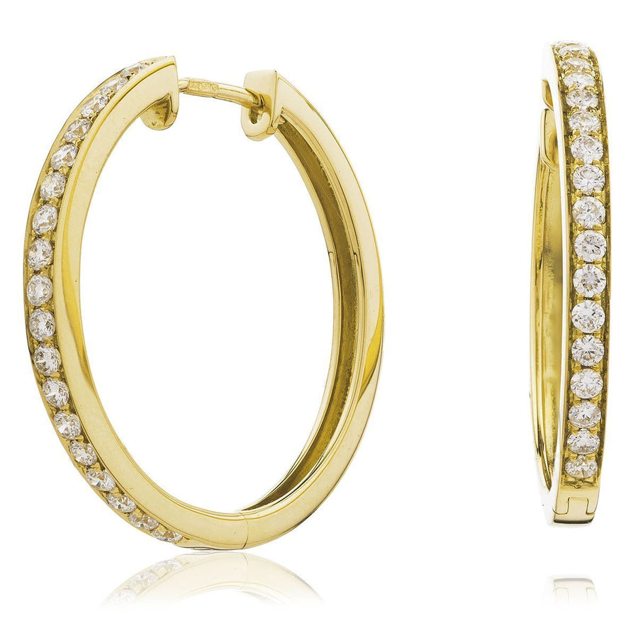 Diamond Hoop Earrings 0.50ct F VS Quality in 18k Yellow Gold - David Ashley