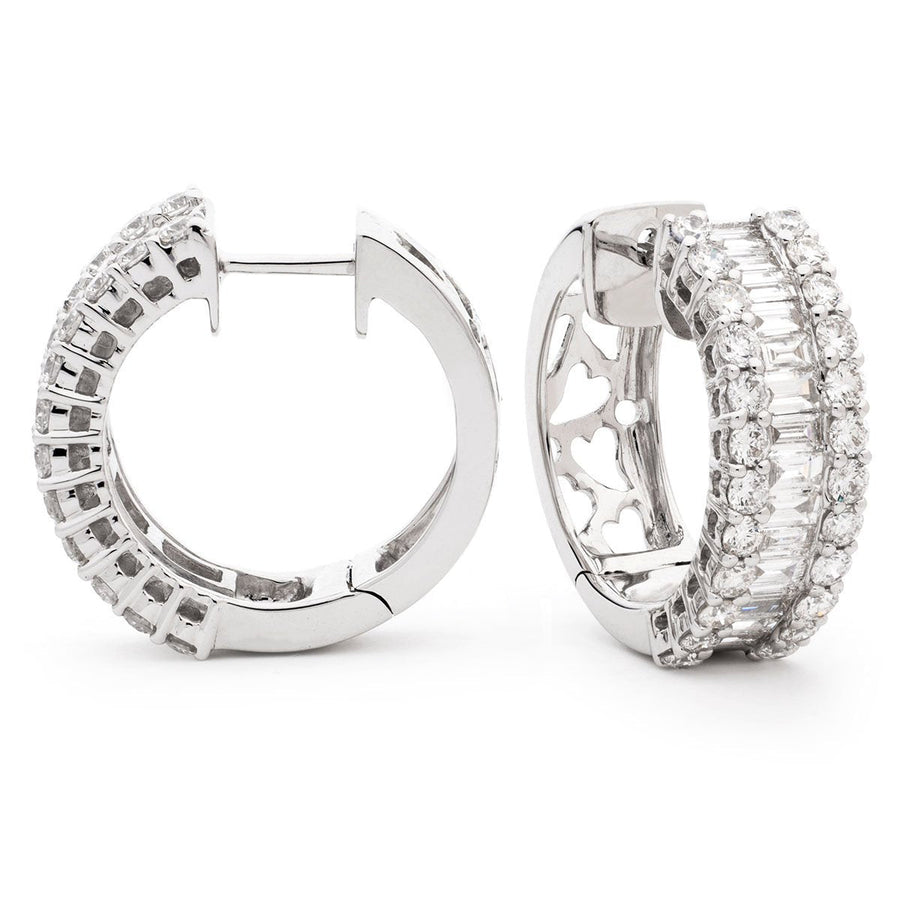 Diamond Hoop Earrings 0.65ct F VS Quality in 18k White Gold - David Ashley