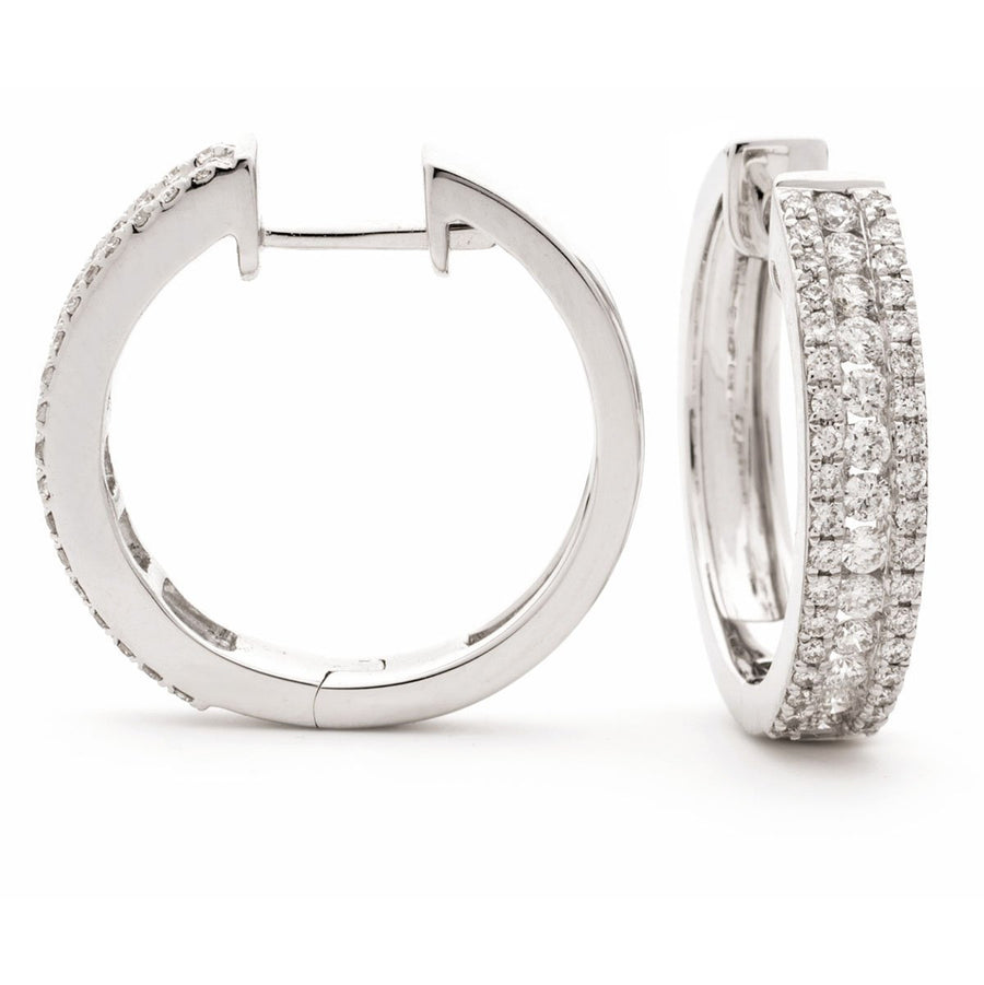 Diamond Hoop Earrings 0.66ct F VS Quality in 18k White Gold - David Ashley