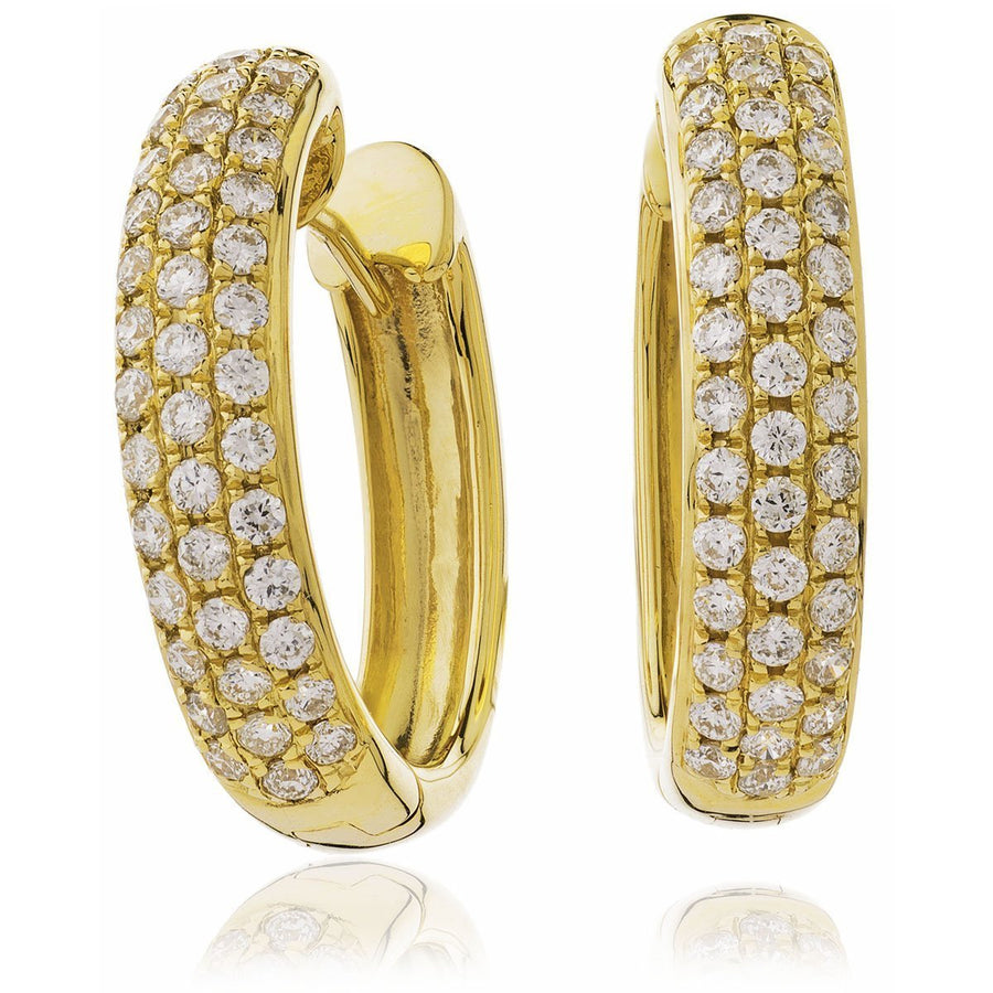 Diamond Hoop Earrings 0.70ct F VS Quality in 18k Yellow Gold - David Ashley