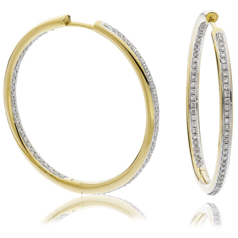 Diamond Hoop Earrings 0.75ct F VS Quality in 18k Yellow Gold - David Ashley