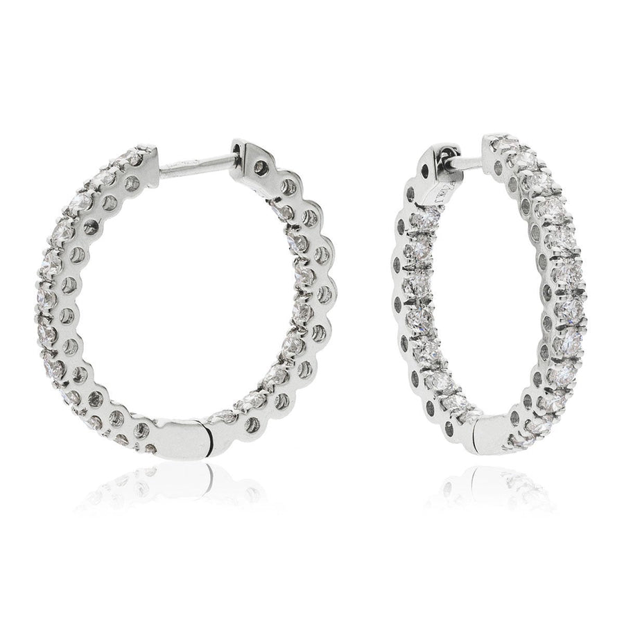 Diamond Hoop Earrings 1.00ct F VS Quality in 18k White Gold - David Ashley