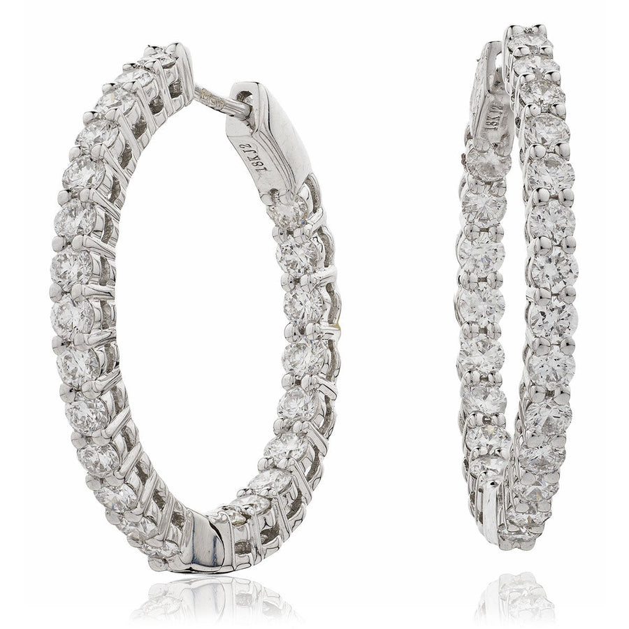 Diamond Hoop Earrings 1.00ct F VS Quality in 18k White Gold - David Ashley