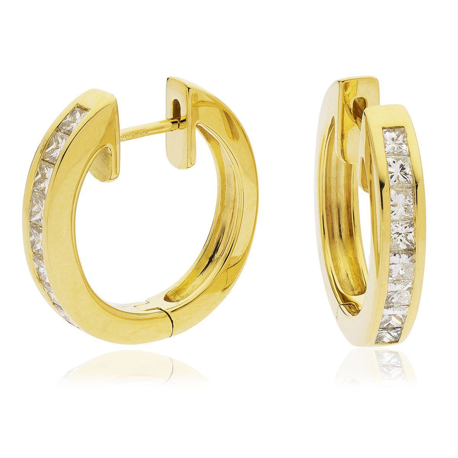 Diamond Hoop Earrings 1.00ct F VS Quality in 18k Yellow Gold - David Ashley