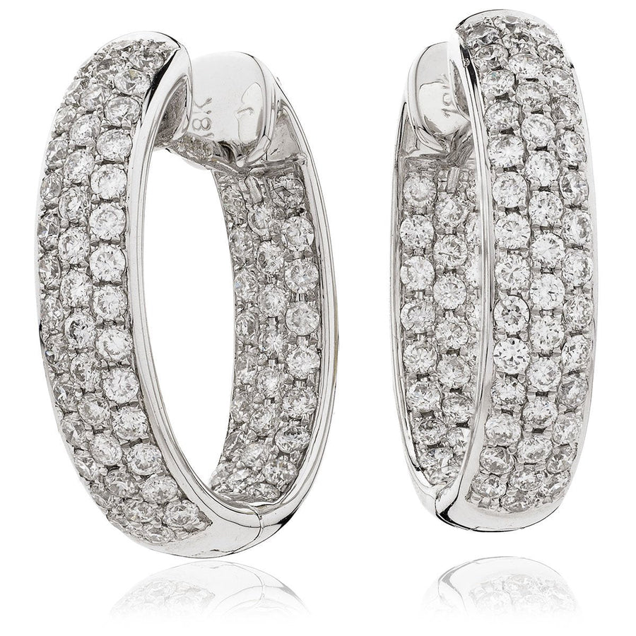 Diamond Hoop Earrings 1.30ct F VS Quality in 18k White Gold - David Ashley