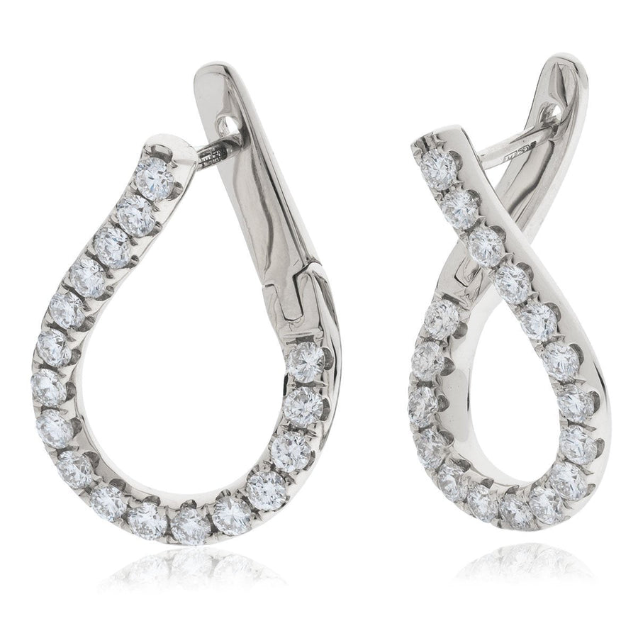 Diamond Hoop Earrings 1.50ct F VS Quality in 18k White Gold - David Ashley