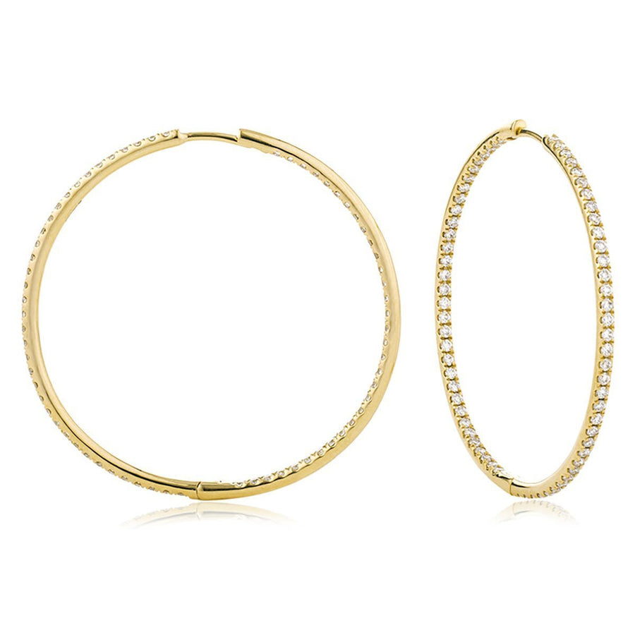 Diamond Hoop Earrings 1.55ct F VS Quality in 18k Yellow Gold - David Ashley