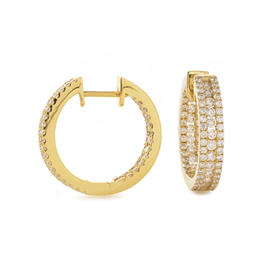 Diamond Hoop Earrings 1.55ct F VS Quality in 18k Yellow Gold - David Ashley