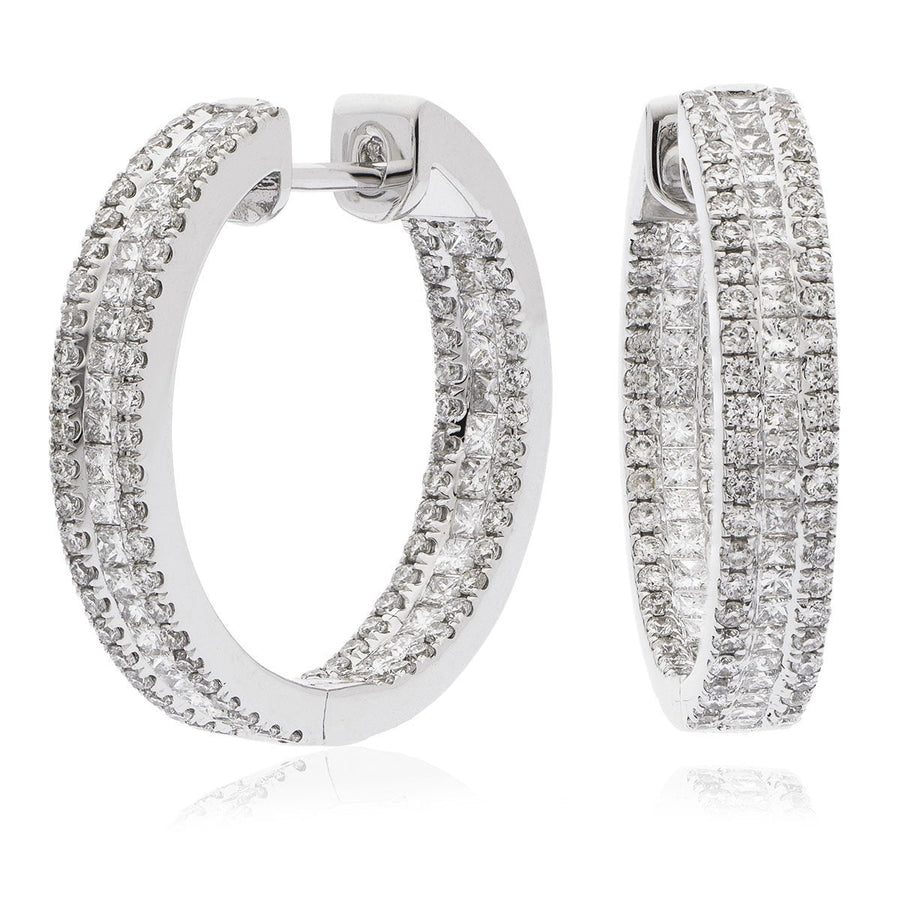 Diamond Hoop Earrings 1.80ct F VS Quality in 18k White Gold - David Ashley