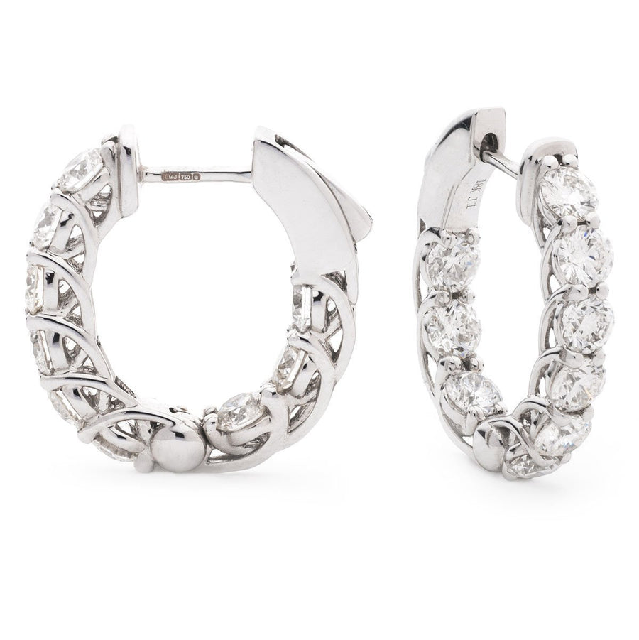 Diamond Hoop Earrings 2.00ct F VS Quality in 18k White Gold - David Ashley