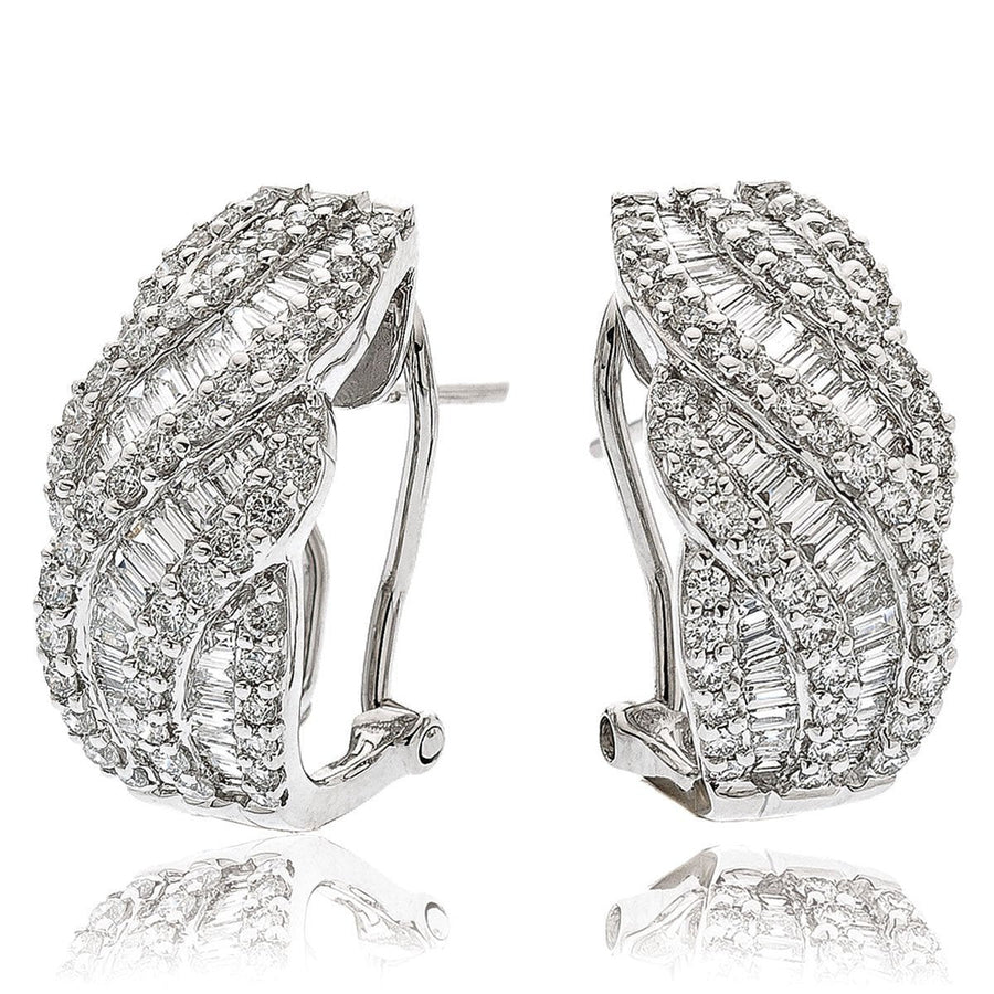 Diamond Hoop Earrings 2.00ct F VS Quality in 18k White Gold - David Ashley