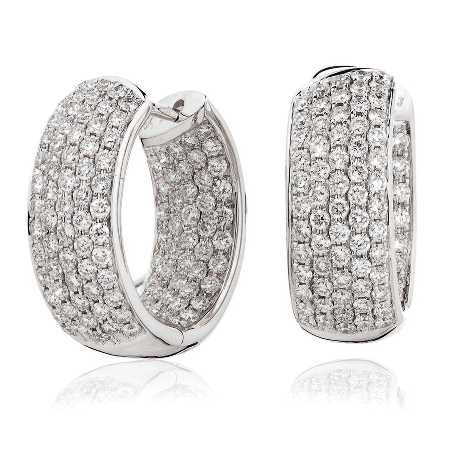 Diamond Hoop Earrings 2.65ct F VS Quality in 18k White Gold - David Ashley