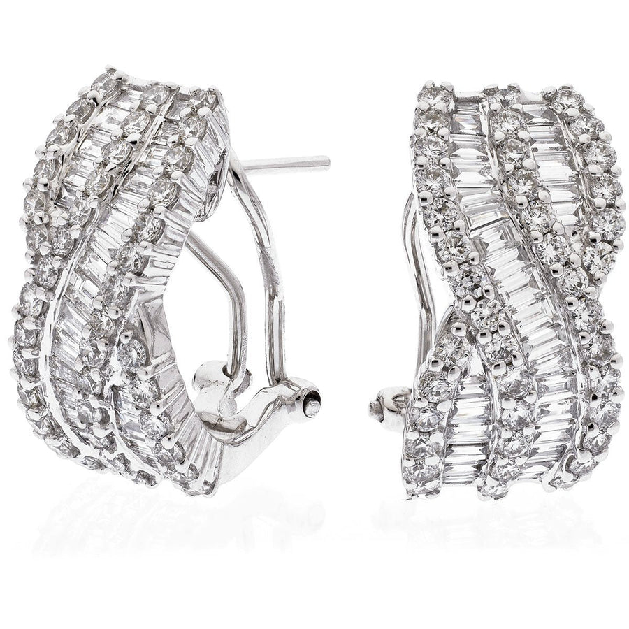 Diamond Hoop Earrings 2.80ct F VS Quality in 18k White Gold - David Ashley