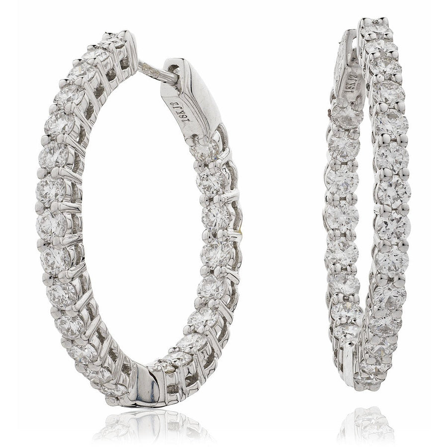 Diamond Hoop Earrings 5.20ct F VS Quality in 18k White Gold - David Ashley