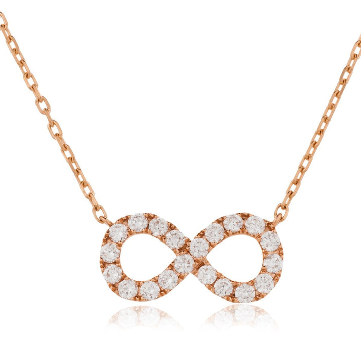 Diamond Infinity Necklace 0.50ct F VS Quality in 18k Rose Gold - David Ashley