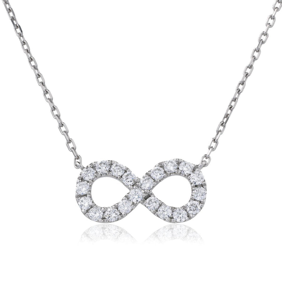 Diamond Infinity Necklace 0.50ct F VS Quality in 18k White Gold - David Ashley