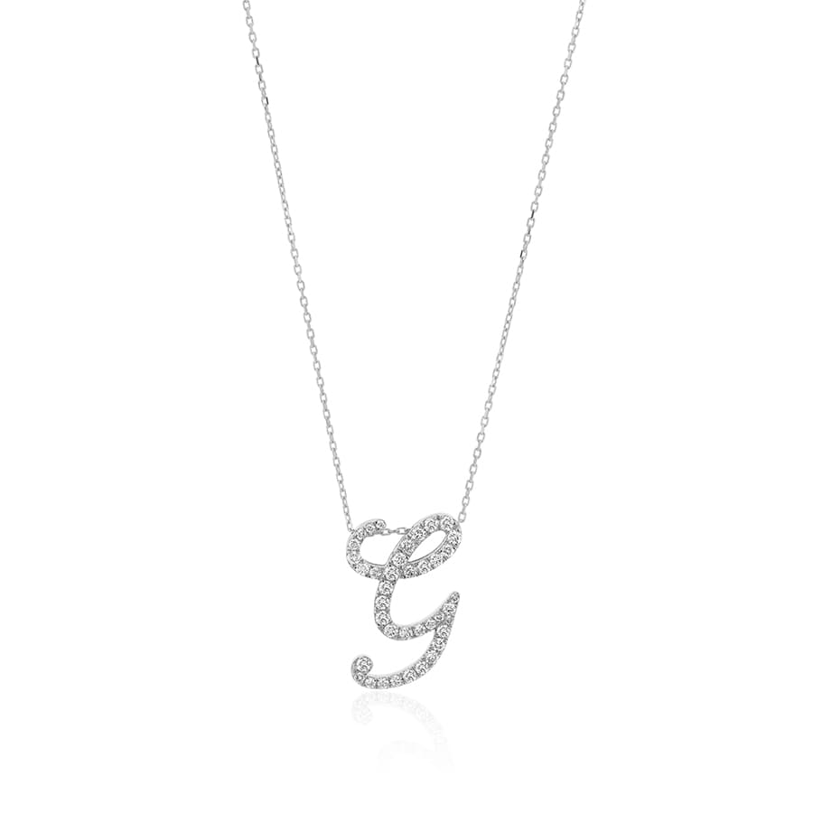 Diamond Initial G Necklace 0.44ct G SI Quality in 9k White Gold - David Ashley