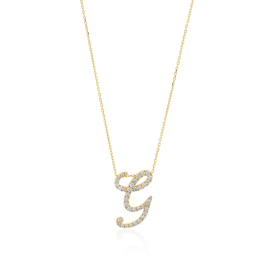 Diamond Initial G Necklace 0.44ct G SI Quality in 9k Yellow Gold - David Ashley