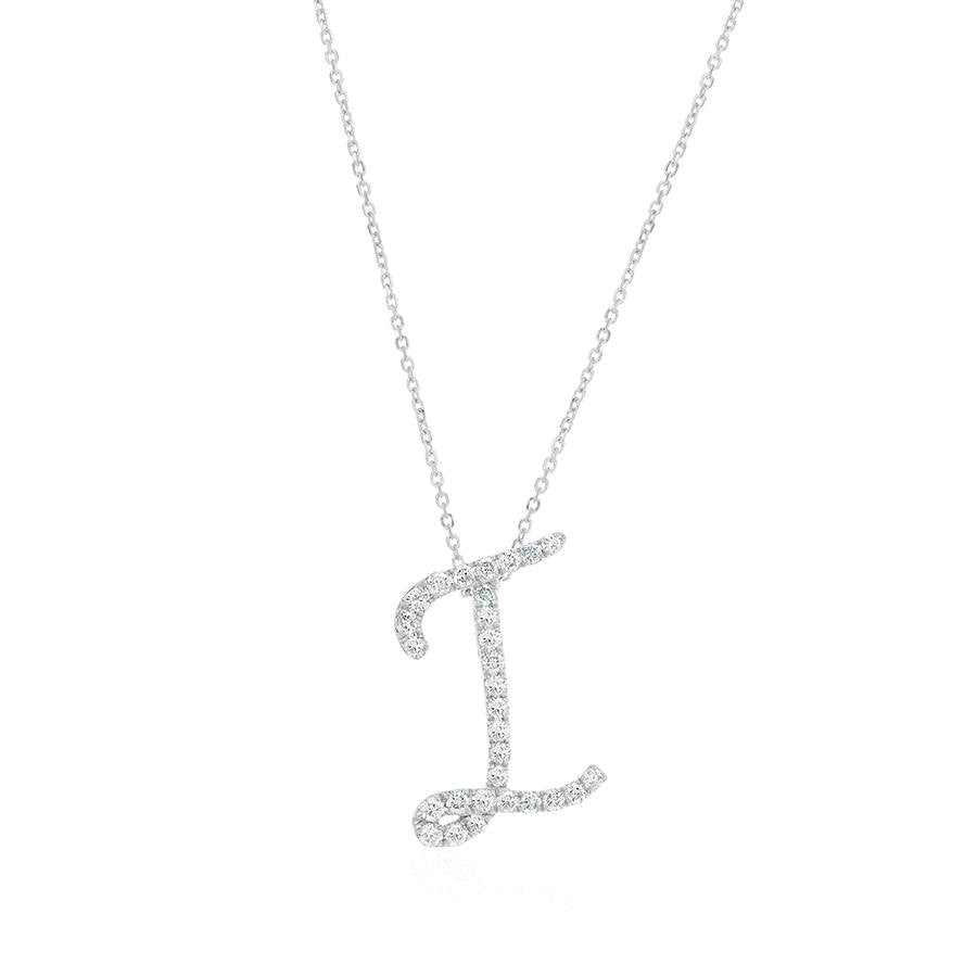 Diamond Initial I Necklace 0.35ct G SI Quality in 9k White Gold - David Ashley