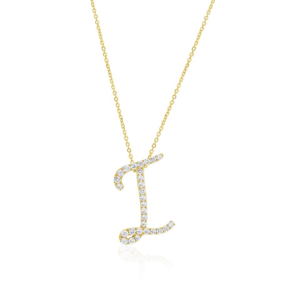 Diamond Initial I Necklace 0.35ct G SI Quality in 9k Yellow Gold - David Ashley