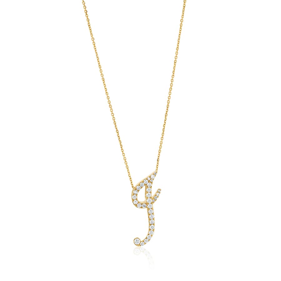 Diamond Initial J Necklace 0.43ct G SI Quality in 9k Yellow Gold - David Ashley