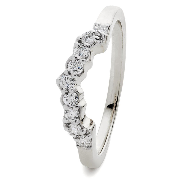 Diamond Matching Wishbone Boat Ring 0.25ct F-VS Quality 18k White Gold - David Ashley