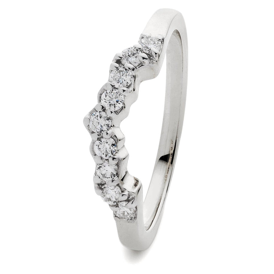 Diamond Matching Wishbone Boat Ring 0.50ct F-VS Quality 18k White Gold - David Ashley