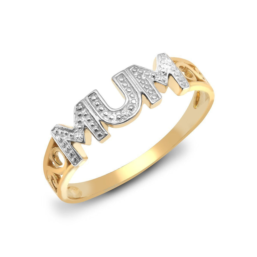 Diamond Mum Ring 0.02ct Premium Quality in 9k Yellow Gold - David Ashley